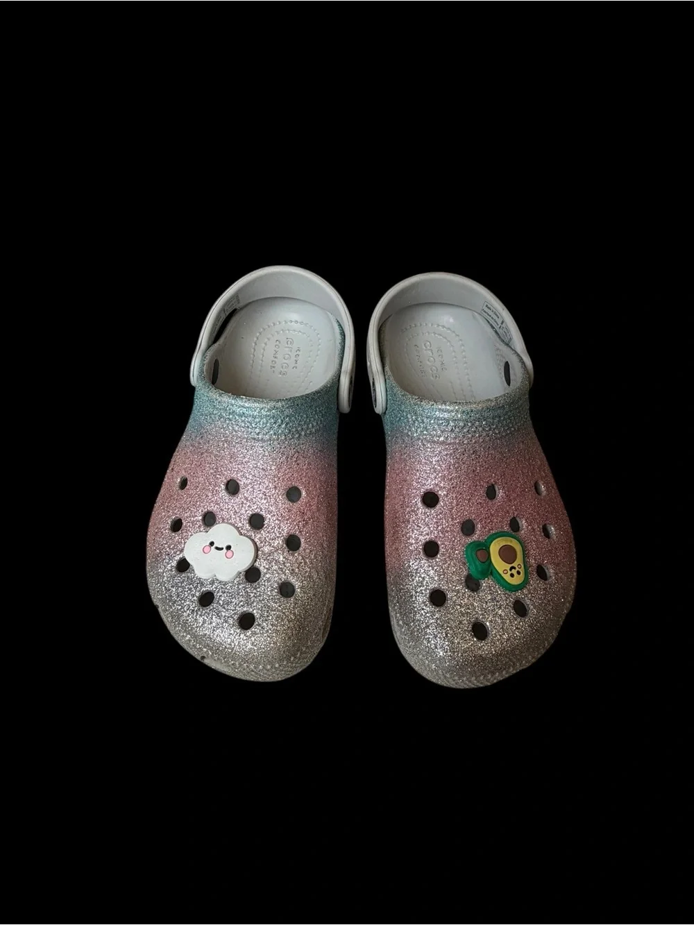 CROCS Kids Glitter Ombre Clogs - Pink Blue Silver